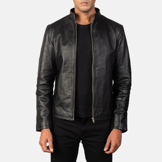 DZainio Cowhide Black Leather Biker Jacket