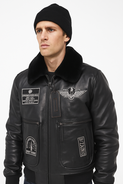 DZ03 Jetstream Leather Bomber Jacket
