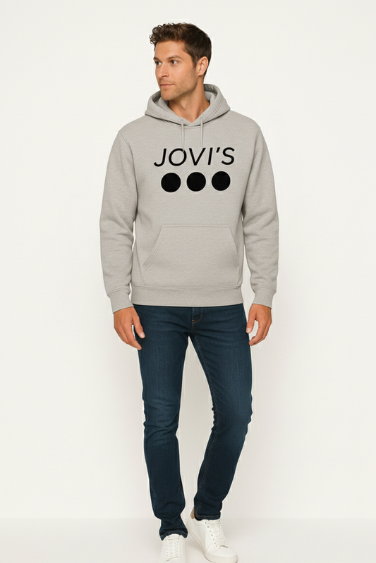 JOVI’S Minimalist Grey Hoodie – Men Streetwear Pullover with Front Pocket