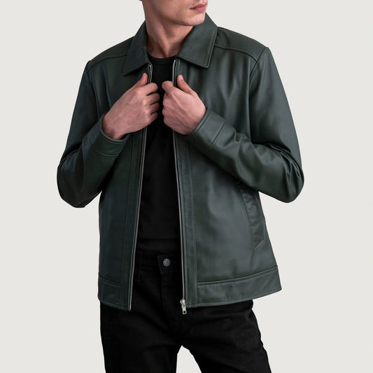 DZainio Inferno Green Leather Jacket