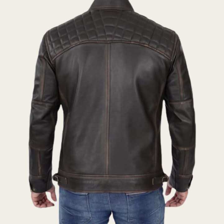 DZ01 Brown Cafe Racer Leather Jacket
