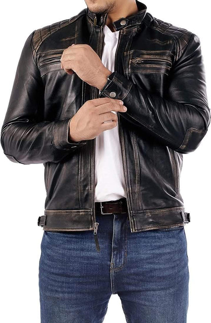 DZ01 Cafe Racer Leather Jacket