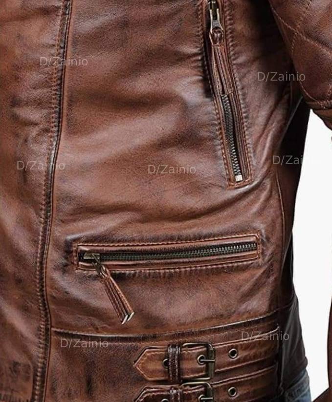 DZ07 Brown Racer Leather Jacket