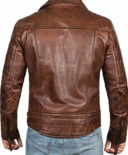 DZ07 Brown Racer Leather Jacket