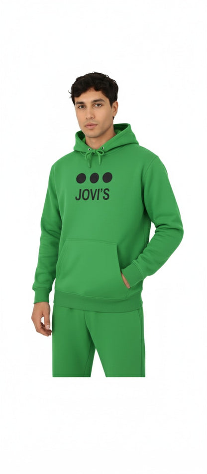 Black JOVI'S Hoodie with Blue Logo & Sleeve Dot Design – Casual Streetwear Pullover
