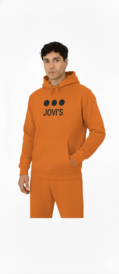Black JOVI'S Hoodie with Blue Logo & Sleeve Dot Design – Casual Streetwear Pullover