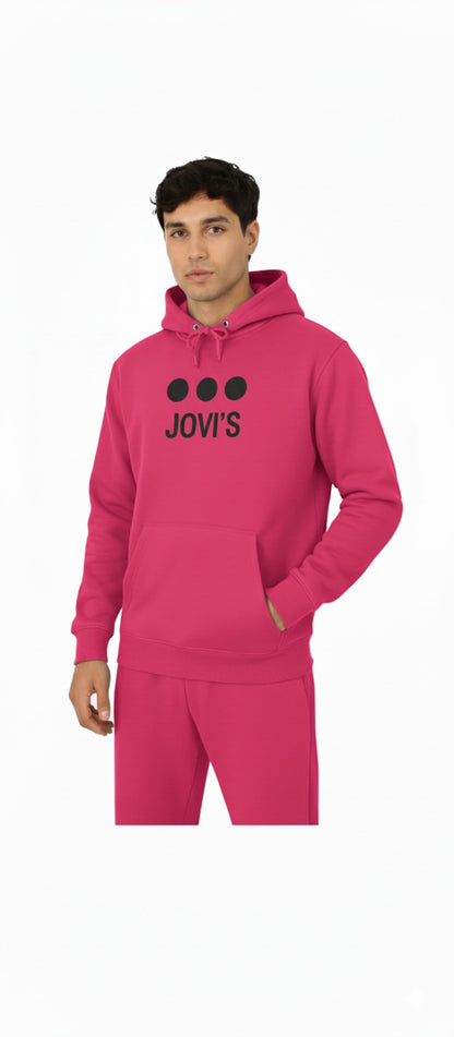 Black JOVI'S Hoodie with Blue Logo & Sleeve Dot Design – Casual Streetwear Pullover