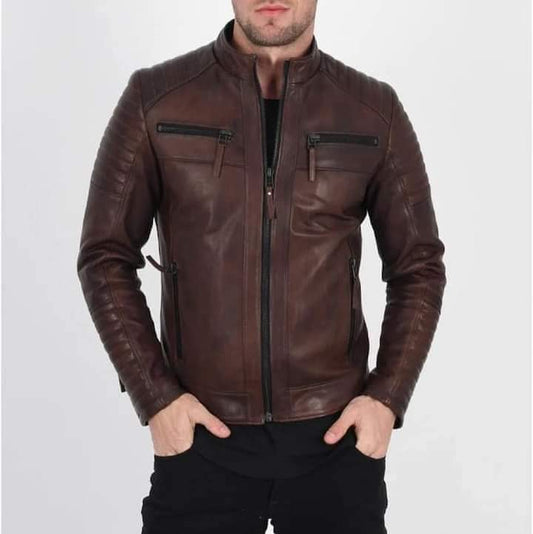 DZ08 Chocolate Brown Sheep Leather Jacket